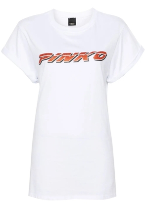 PINKO rhinestone-logo cotton T-shirt - White