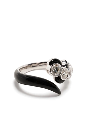 Nikos Koulis 18kt white gold diamond and enamel ring - Silver