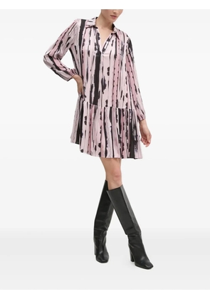 Sandro Ferrone abstract-print pleated shirt dress - Pink