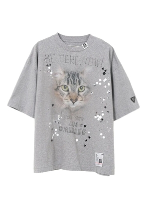 Maison MIHARA YASUHIRO cat-print embellished T-shirt - Grey