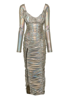 MITILIANE COUTURE holographic-effect maxi dress - Grey