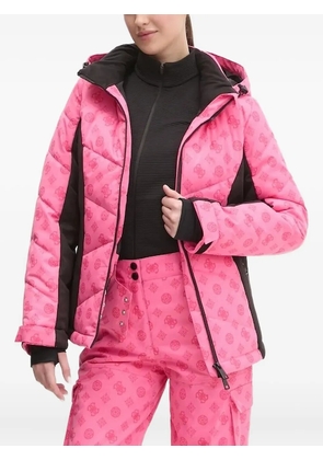 GUESS USA logo-print quilted ski jacket - Pink