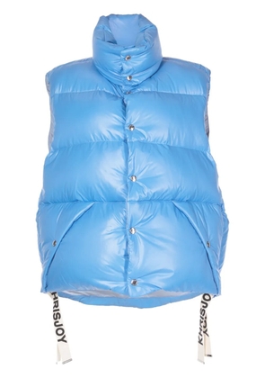 Khrisjoy logo-tape shiny puffer gilet - Blue