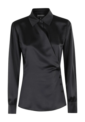 Emporio Armani satin wrap blouse - Black
