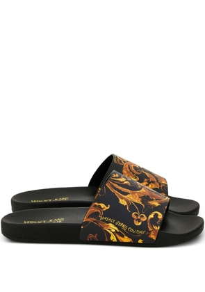 Versace Jeans Couture baroque-print slides - Black
