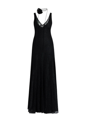 De La Vali lace-overlay v-neck dress - Black