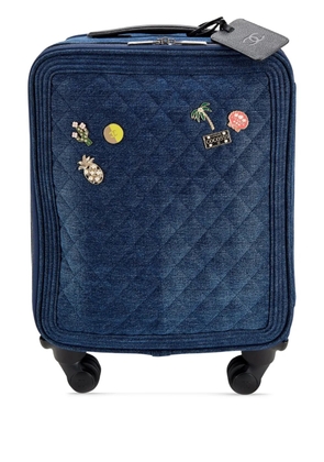 CHANEL Pre-Owned 2017 diamond-quilted denim suitcase - Blue