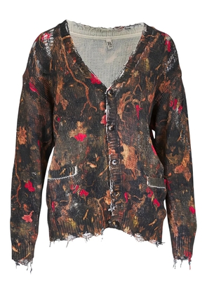 R13 distressed print cardigan - Brown