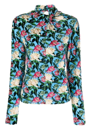 Rabanne floral-jacquard twist-neck top - Multicolour
