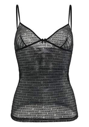DSQUARED2 logo-jacquard mesh top - Black