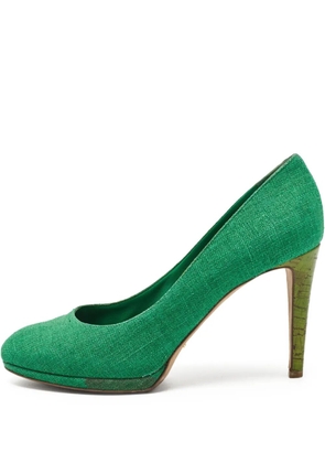 Sergio Rossi Vintage pre-owned 100mm canvas pumps - Green