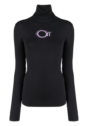 Off-White logo-print roll-neck top - Black