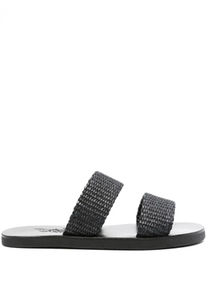 Ancient Greek Sandals Zeus straw slides - Black