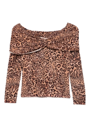 TWINSET leopard-print off-shoulder sweater - Brown
