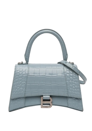 Balenciaga Pre-Owned 2022 Small Croc Embossed Hourglass Top Handle Bag satchel - Blue
