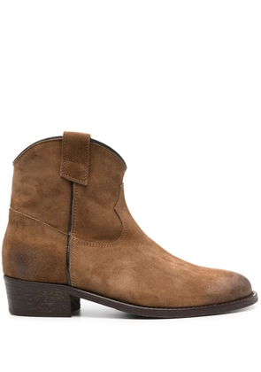 Via Roma 15 panelled suede cowboy boots - Brown