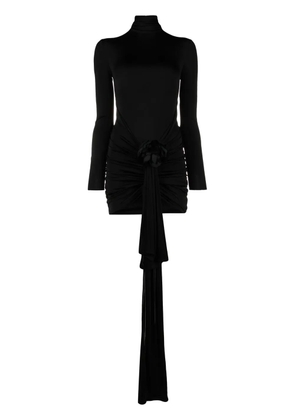 Saint Laurent rose-appliqué minidress - Black