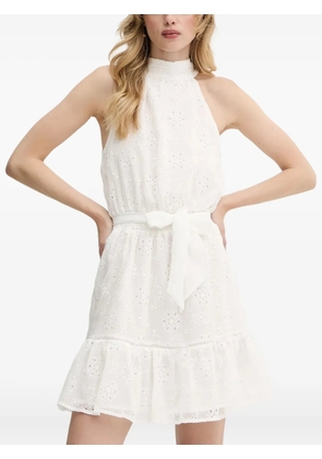 GUESS USA floral-embroidery halterneck mini dress - White