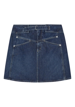Closed belted mini skirt - Blue