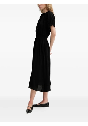 Sessùn puff-sleeve button-front midi dress - Black