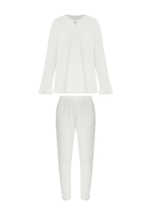 Hanro keyhole-neck ruffled pyjamas (set of two) - White