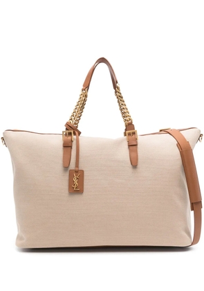 Saint Laurent Cassandre-logo canvas luggage bag - Neutrals