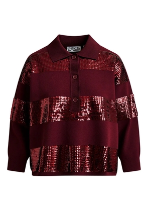 Essentiel Antwerp Illuminati sequin-striped polo shirt - Red