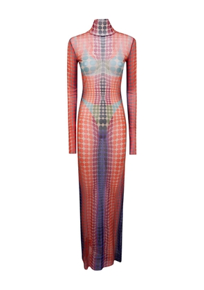 Jean Paul Gaultier turtleneck polka-dot maxi dress - Orange