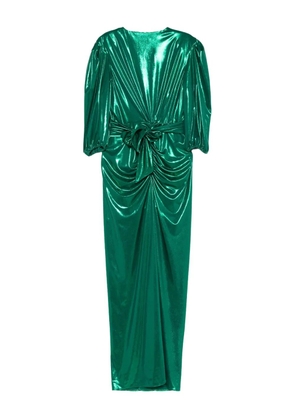 MIAU by Clara Rotescu Mae puff-sleeve draped dress - Green