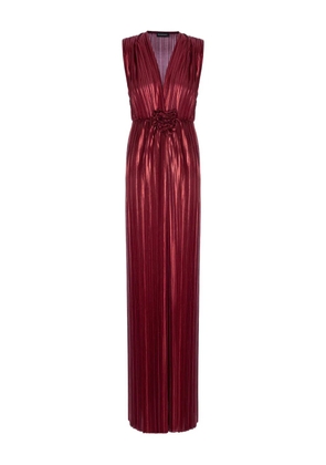 ROSERRY Verona pleated flower maxi dress - Red