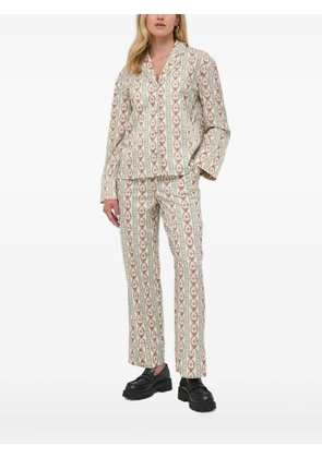 Notes du Nord floral-stripe embellished-button shirt - Neutrals