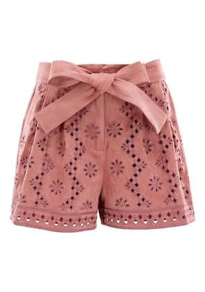 Christy Lynn Bennet eyelet tie shorts - Pink