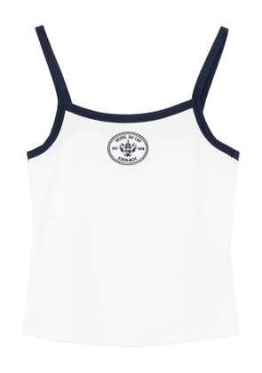 Sporty & Rich navy-trimmed cotton top - White
