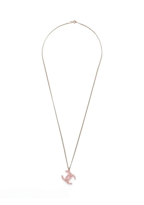 CHANEL Pre-Owned signature interlocking CC logo rhinestone necklace - Gold