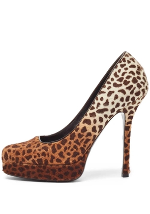 Gucci Pre-Owned 120mm leopard-print heeled pumps - Brown