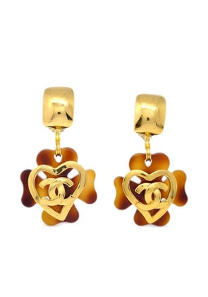 CHANEL Pre-Owned 1995 CC clover-motif clip-on earrings - Gold