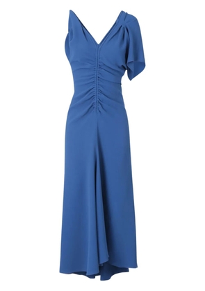 Victoria Beckham ruched-detail asymmetric midi dress - Blue