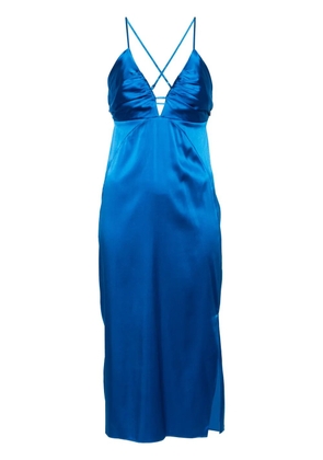Calvin Klein V-neck satin midi dress - Blue