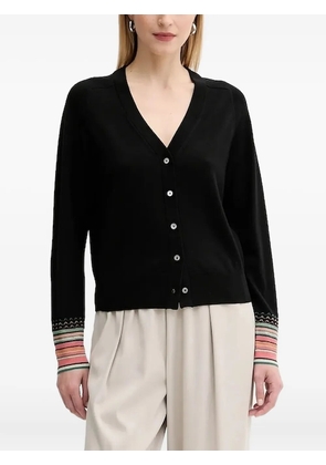 PS Paul Smith V-neck contrasting-cuffs cardigan - Black