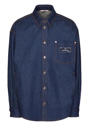 Valentino Garavani logo-appliqué denim shirt - Blue