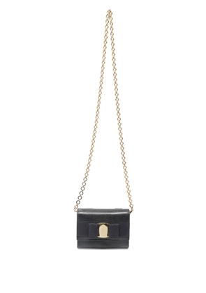 Ferragamo Pre-Owned 1990s-2000s Mini Vara bow chain shoulder bag - Black
