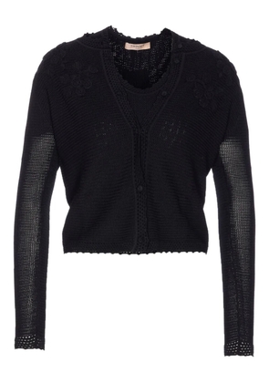 TWINSET floral-embroidered knitted sweater - Black