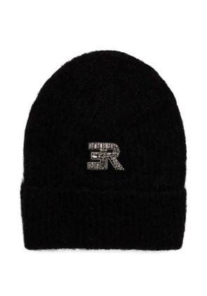 ERMANNO FIRENZE logo-appliqué beanie hat - Black