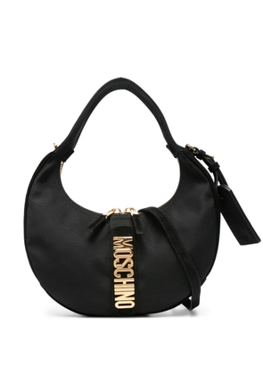 Moschino logo-plaque crescent shoulder bag - Black