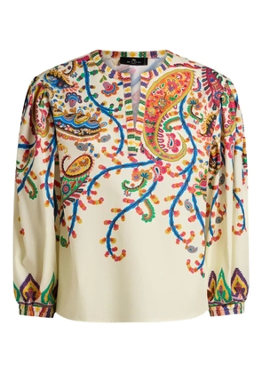 ETRO floral paisley-print cotton top - Neutrals