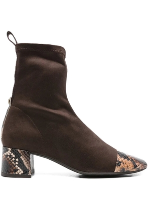 Pedro Miralles 50mm snakeskin-panel sock boots - Brown