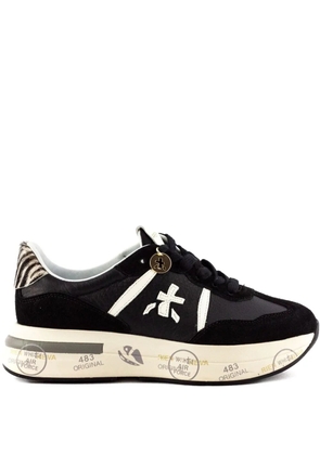 Premiata Cassie zebra-panel leather sneakers - Black