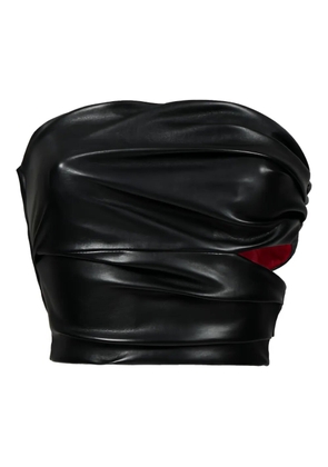 Lika draped faux-leather top - Black