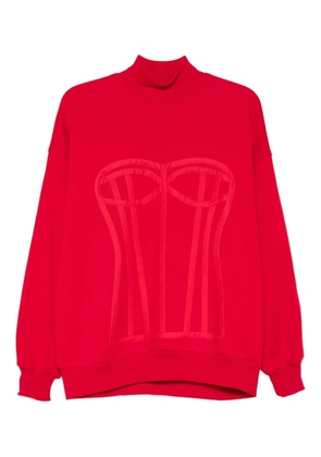 HAMZA corset-detail sweatshirt - Red