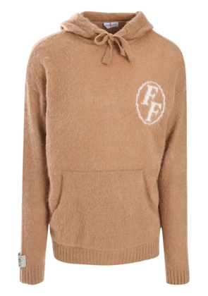 Family First logo-embroidered hoodie - Neutrals